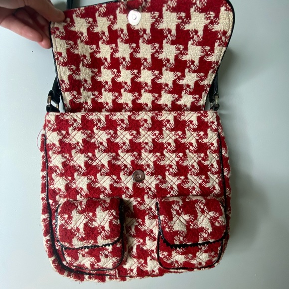 VERA BRADLEY Saddlebag Hipster HOUNDSTOOTH RED TWEED - Picture 2 of 16